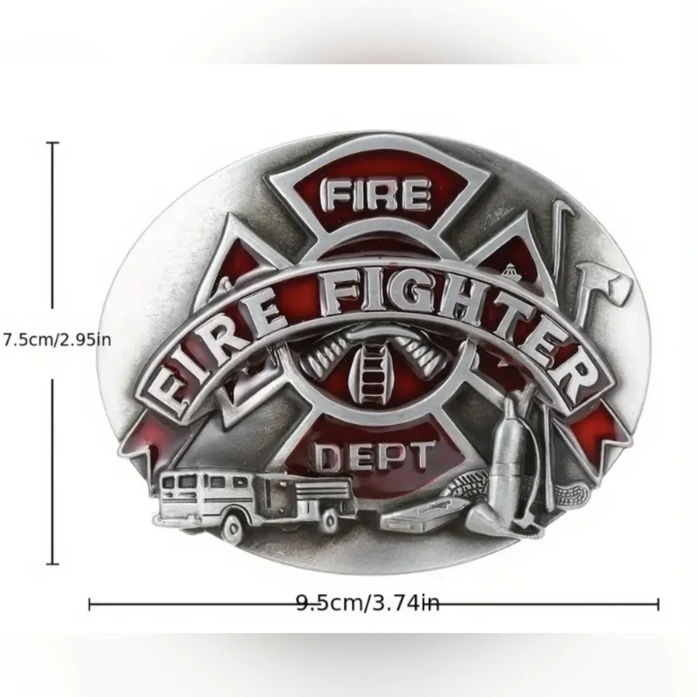 Firefighter Belt Buckle | Fire Dept Maltese Cross | Fire Truck & Gear, T3MISB3C